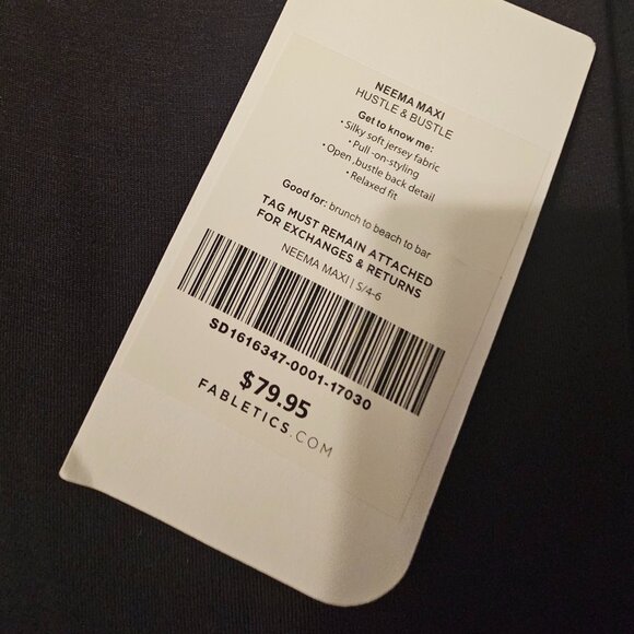 NWT FABLETICS BLACK NEEMA MAXI DRESS S4-6 - Picture 3 of 4